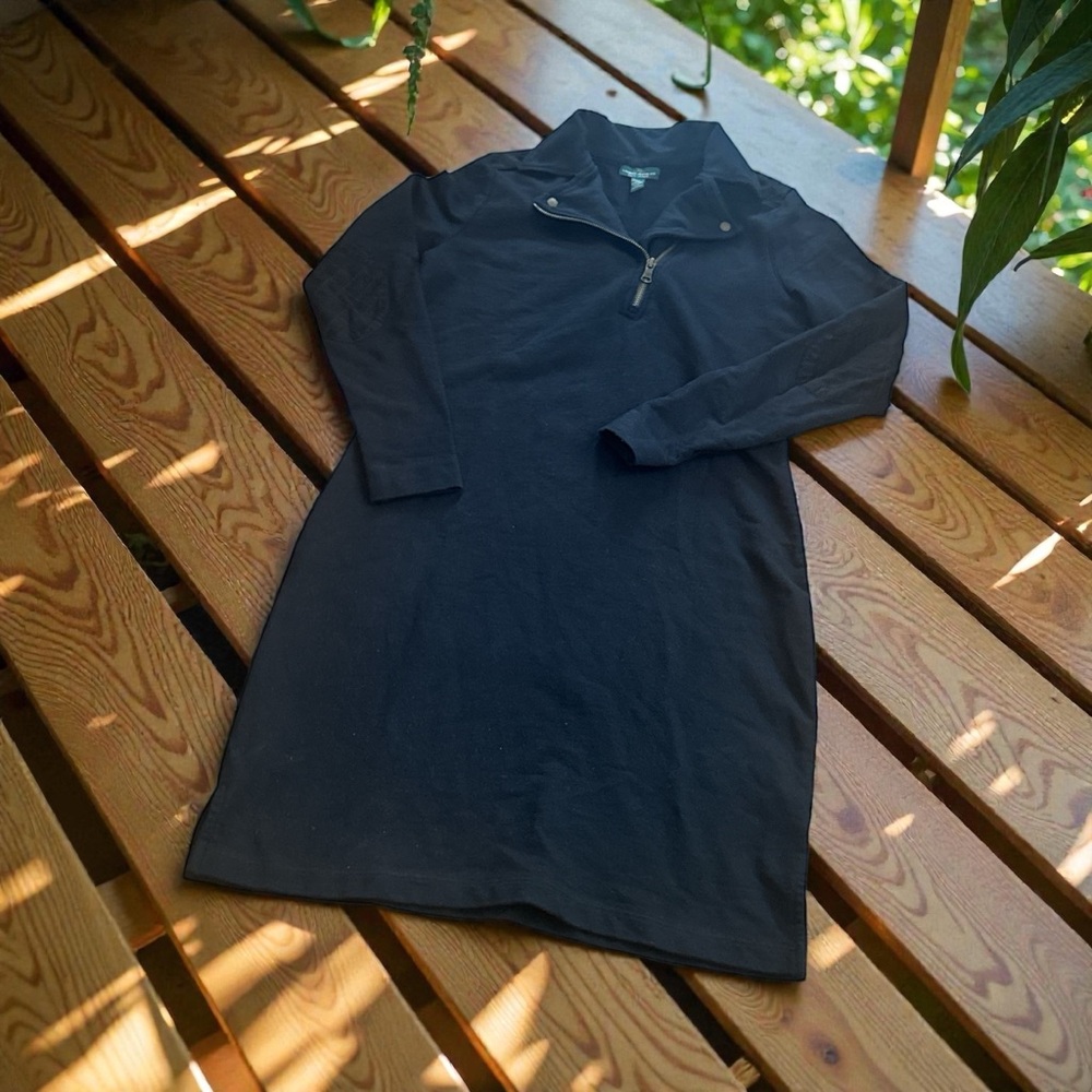 Black Long Sleeve LRL Lauren Jeans  Ralph Laren Dress Quarter Zip Dress